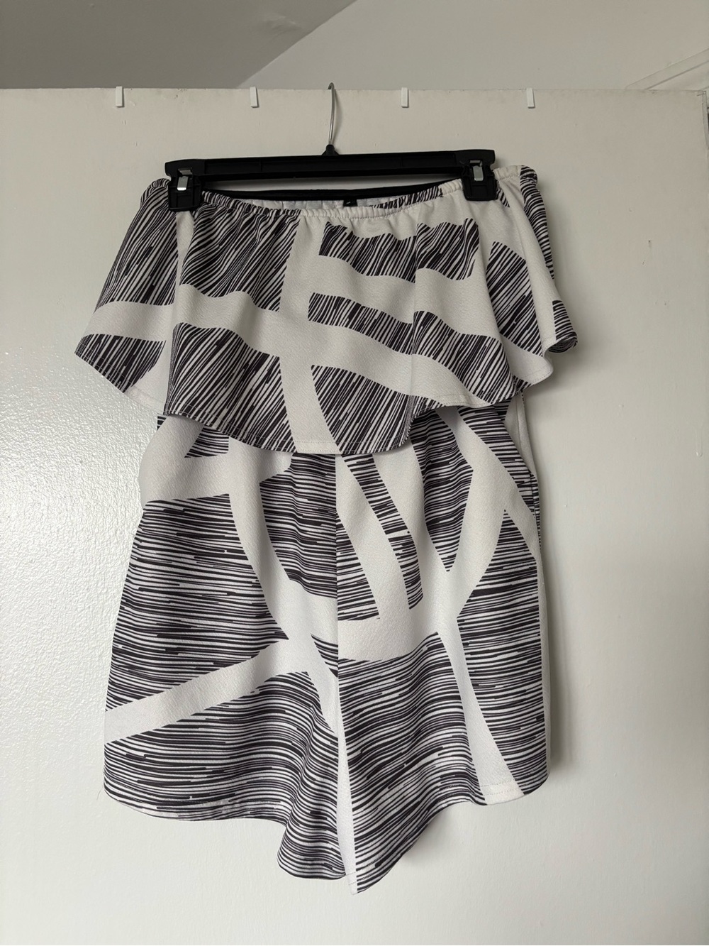 Black and White Strapless Romper